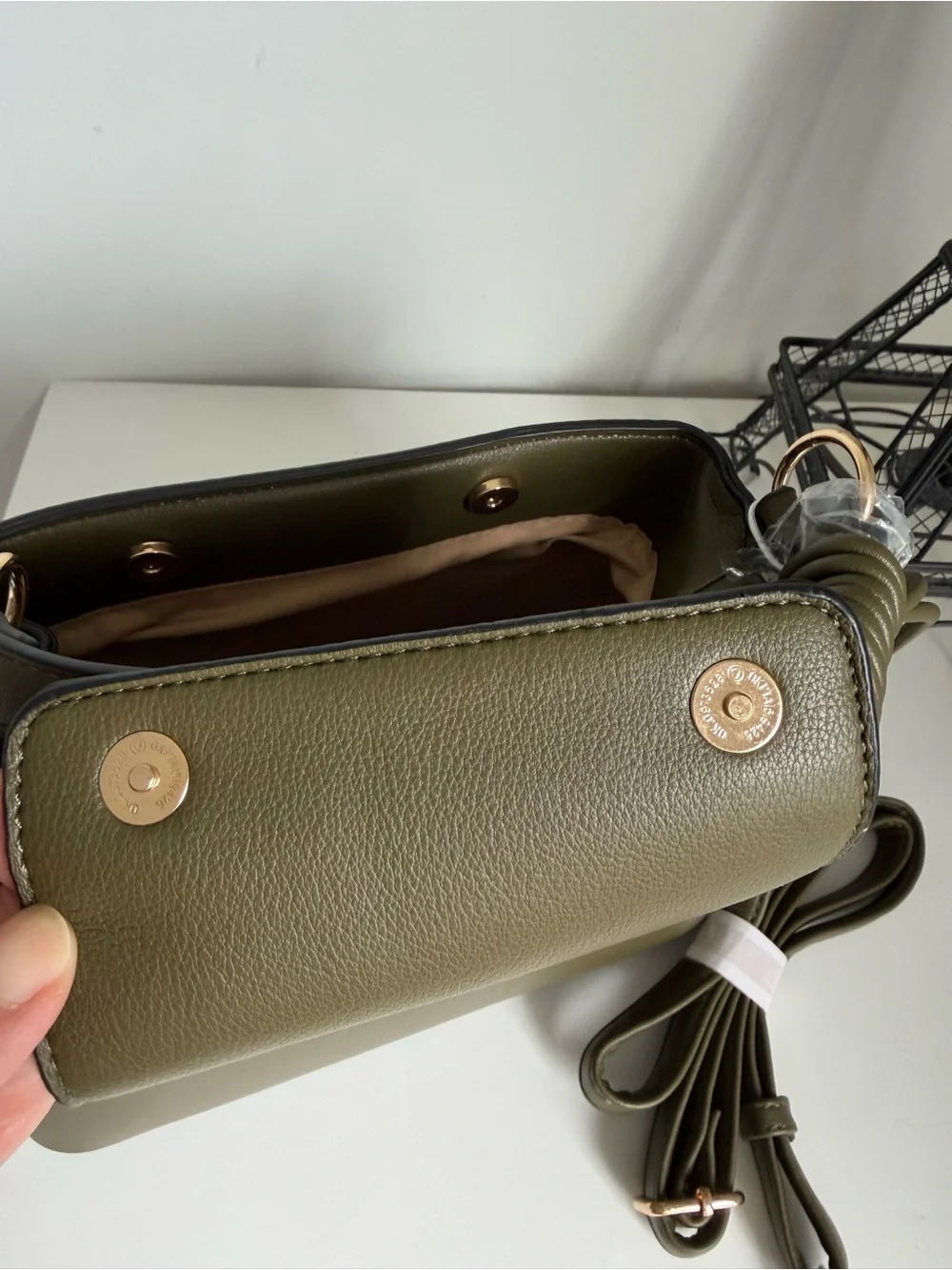 Olive Green Dragonfly Accent Top-Handle Satchel